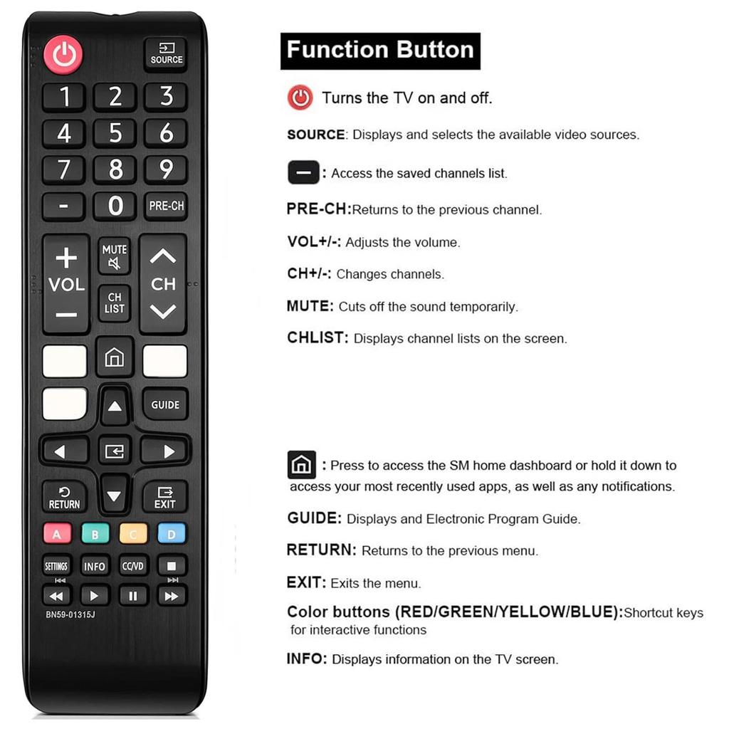 Пульт дистанционного управления BN59-01315J Универсальный для телевизоров Samsung Замена ЖК-дисплея LED HDTV 3D-телевизоров