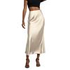 Women Midi Skirt Mid-rise A-Line Solid Color Fishtail Skirt Smooth Fabric Office Lady Skirt Daily Wear