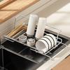 Stainless Steel Sink Drain Basket Non-Slip Dish Drying Rack Utensil Drainer  for Kitchen