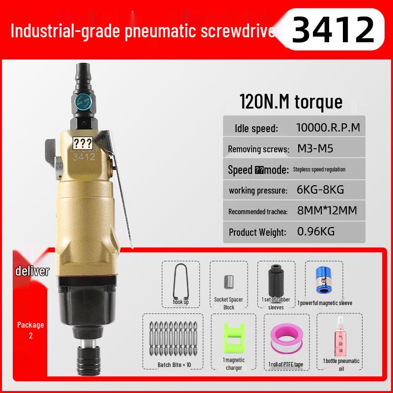 Industrial High-Torque Pneumatic Screwdriver for Woodworking with Hex Socket