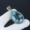 Beautiful Blue Topaz Gemstone Silver Pendant In 925 Sterling Silver- Handmade Design, Everyday Wear Jewelry, Unique Pendant Engagement Gift