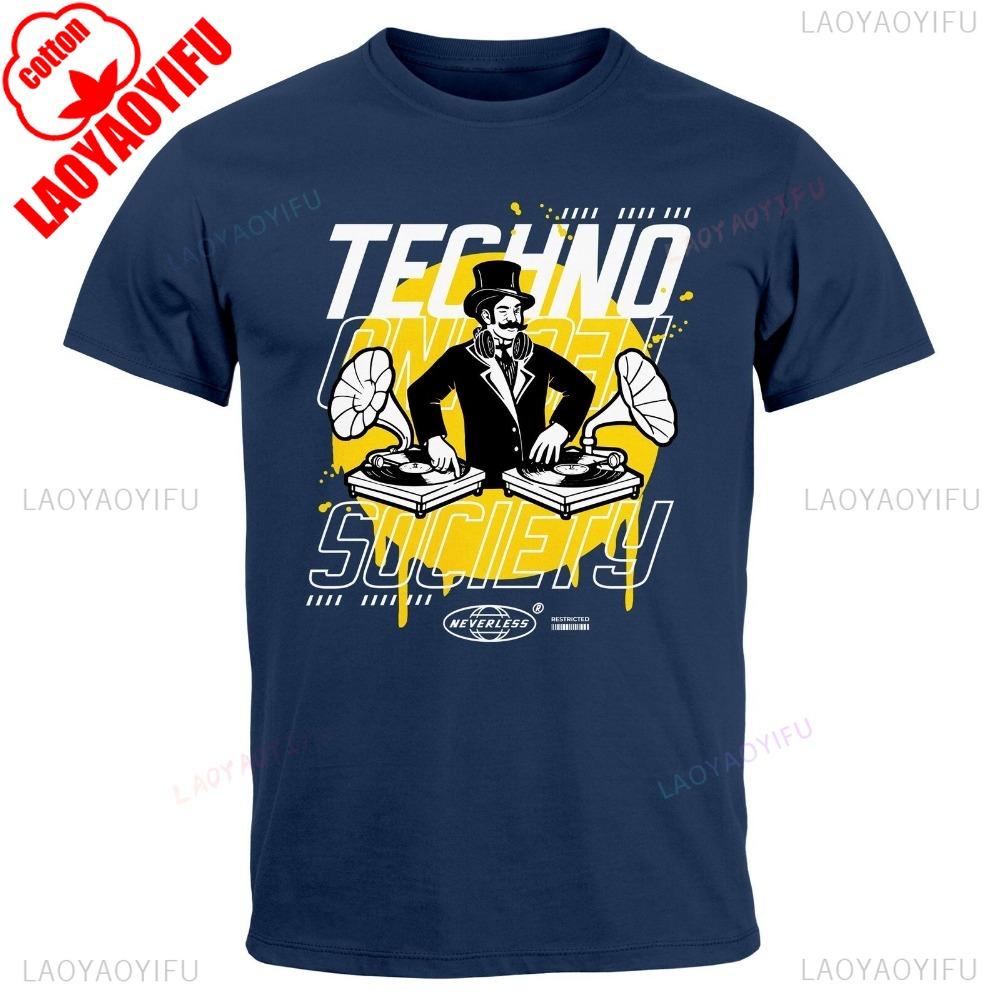 Techno T Shirt Unisexs TShirt Techno Print Music Retro Graphic Print Lettering Fashion