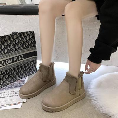 Зимние новые корейские версии модные короткие ботинки зимние ботинки одна нога плюс бархат теплые студенческие хлопковые туфли