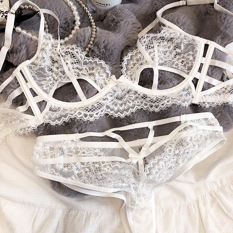 Сексуальный полый комплект с бюстгальтером пуш-ап для женщин, нижнее белье, ультратонкий дышащий бюстгальтер, французское искушение, нижнее белье, женский бюстгальтер без косточек