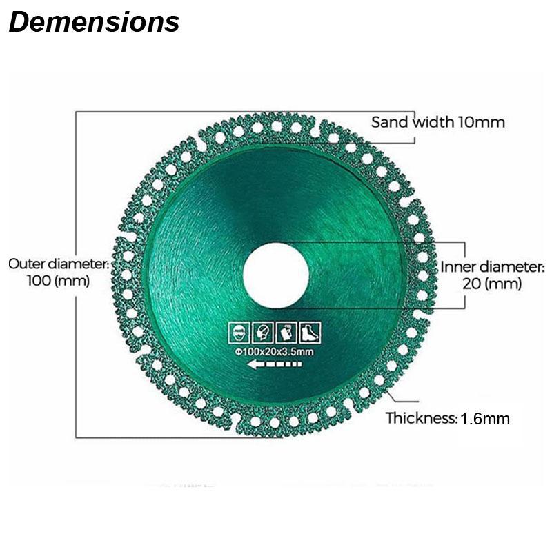 Composite Multifunctional Cut Saw Blade Circular Disc Diamond Ceramic Tile Glass Wood Marble PVC Ultra Thin Angle Grinder 100mm