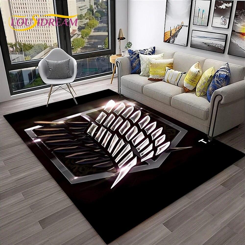 3D аниме «Атака Титанов» ковер с героями мультфильмов для дома, гостиной, спальни, дивана, коврика, декор, детский игровой коврик, нескользящий напольный коврик