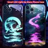 Luminous Phone Case Meteor Beach Luminous Glass LED Call Flash Phone Protective Case Suitable for IPhone