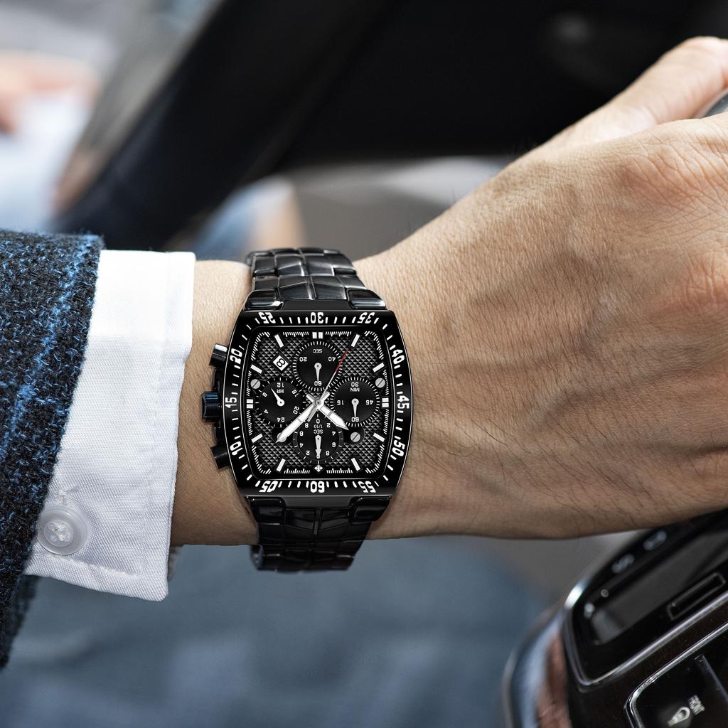 WWOOR Роскошные мужские часы классические многофункциональные спортивные хронограф оригинальные кварцевые часы для мужчин водонепроницаемые из нержавеющей стали