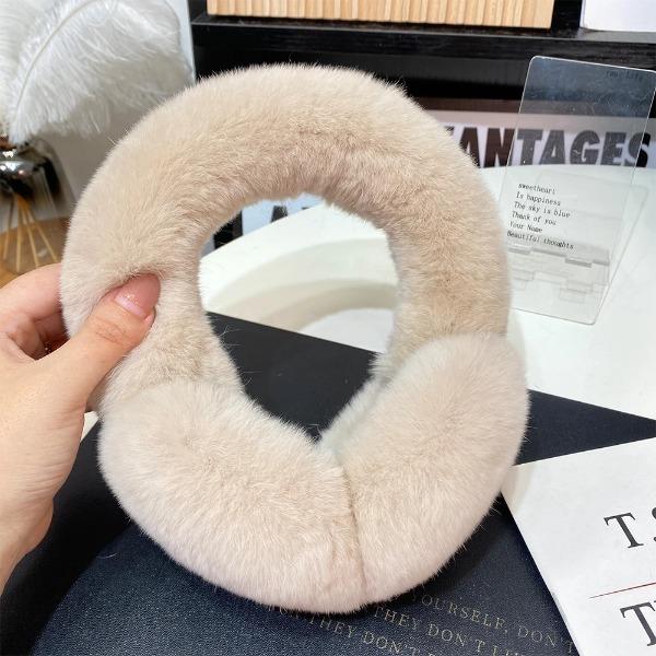 Women Winter Real Rex Rabbit Fur Earmuffs Soft Fluffy Natural Rex Rabbit Fur Ear Protection Girls Fashion Earmuffs