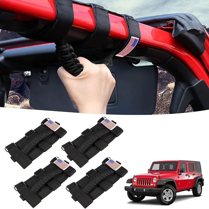 GAIZON 4 шт. Ручки для захвата Паракорд Дуга безопасности Для Jeep Wrangler Аксессуары CJ YJ TJ JL JK LJ JLU JKU Sahara Freedom Rubicon, Gladiator JT 1955-