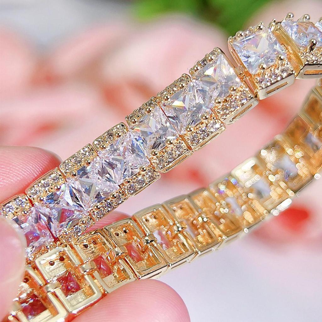 WWJ высококачественный классический теннисный браслет золотистого и серебристого цвета с полупрозрачным цирконием, аристократичные простые и универсальные украшения для женщин