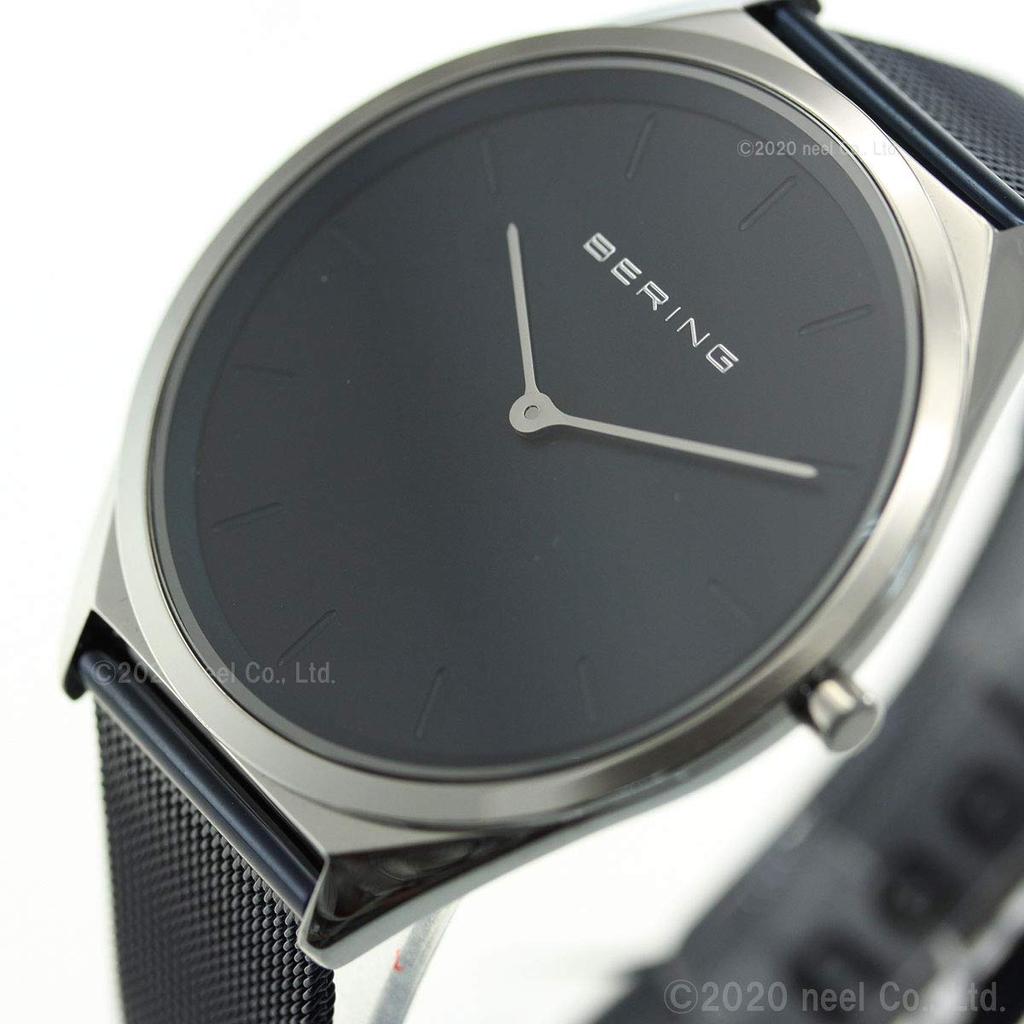 BERING Аналоговые кварцевые ультратонкие коллекционные часы с ремешком из нержавеющей стали, сапфировым стеклом, синим сетчатым ремнем, обычный импортный продукт, 3 года внутренней гарантии