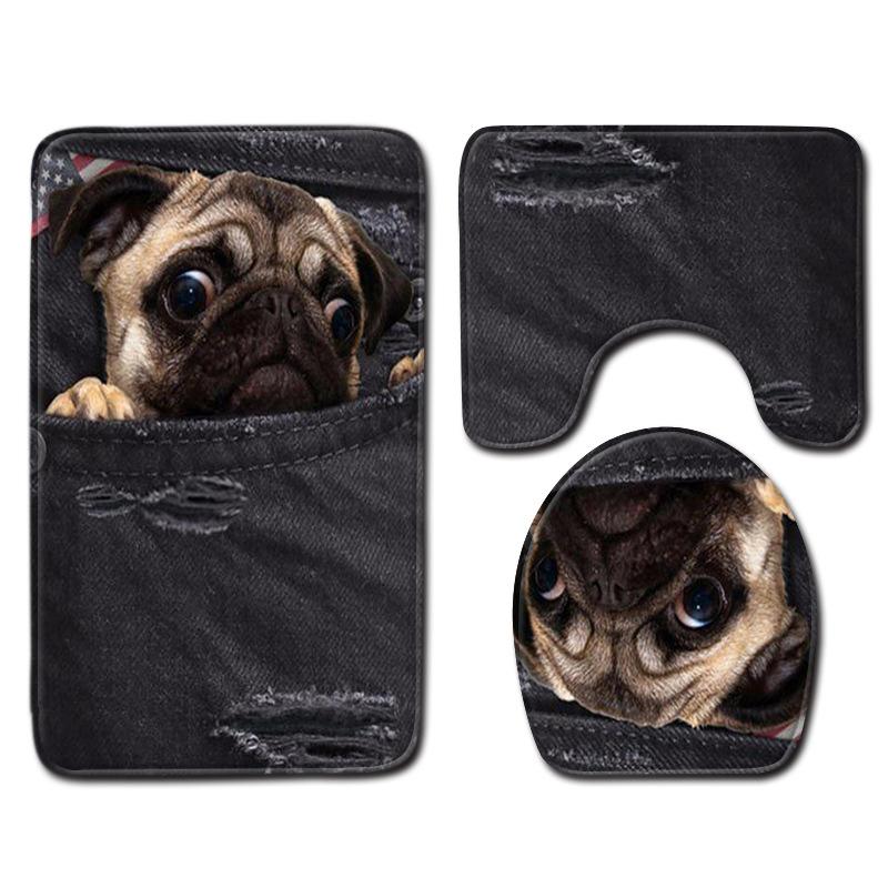 Tree Hole 3D Toilet Floor Mat Animal Bathroom Non-Slip Mat Toilet Three-Piece Carpet Pattern Can Be