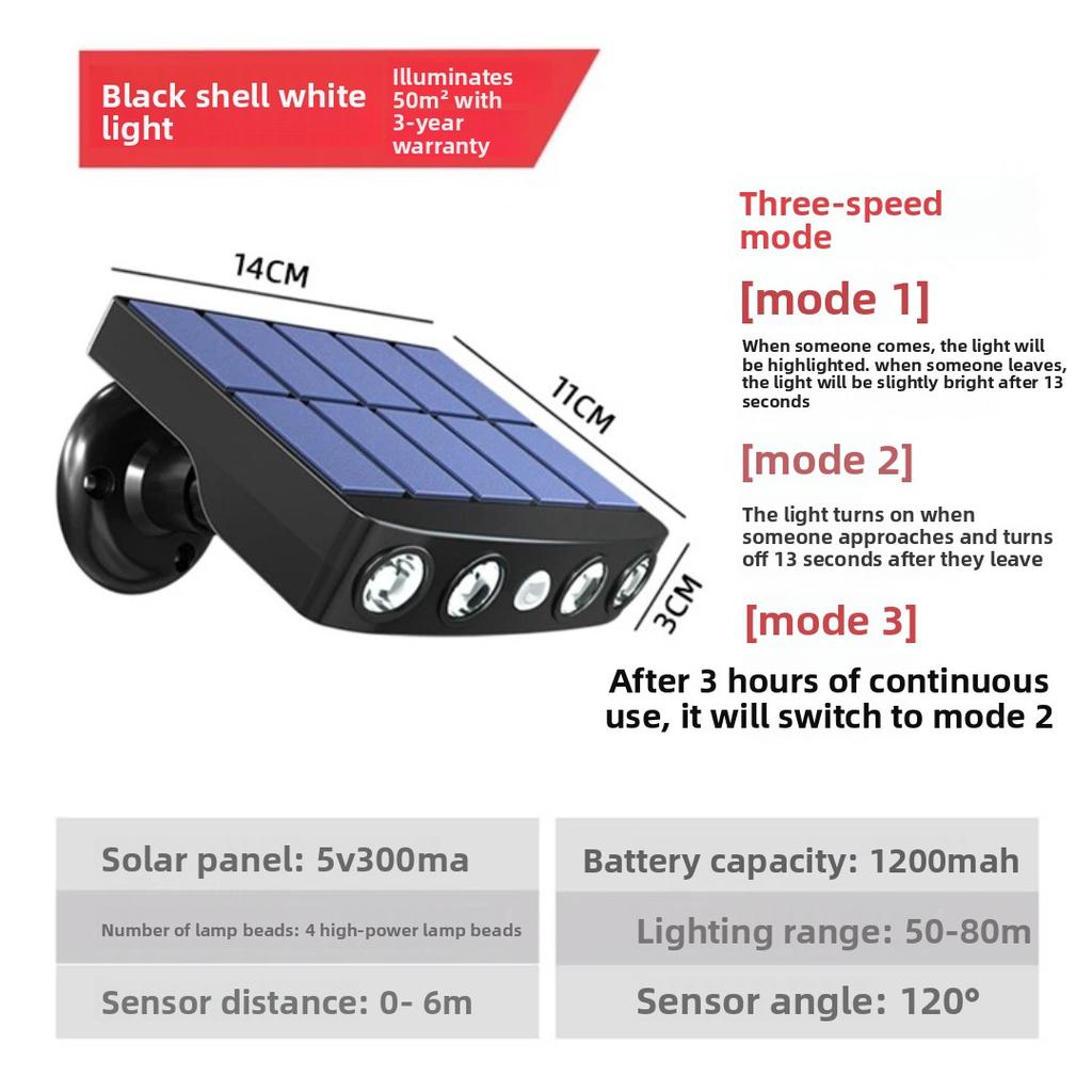 LED Solar Wall Light, Fake Security Camera Lamp, Motion Sensor, Waterproof Outdoor Garden Courtyard Solar Flood Light