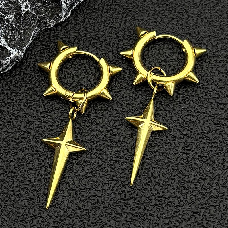 Punk Spike Rivet Hoop Earrings For Women Men Ear Studs Stainless Steel Gothic Hip Hop European and American Earring Jewelry Gift