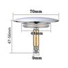 Bath Stopper, 70 Mm, with Double Seal, Height Adjustable, Universal Bath Stopper, Sink Valve, Hardened Brass with Chrome Finish
