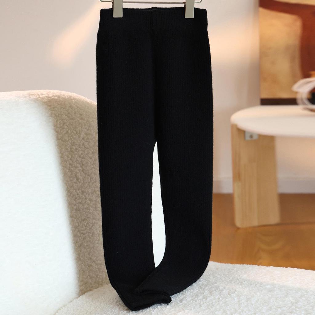 100% Pure Wool Girls' Leggings - Warm Autumn/Winter Pants, Solid Color Korean Style