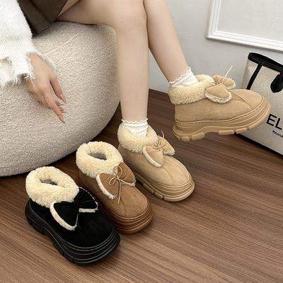 Женские легкие удобные зимние теплые сноубутсы на толстой подошве с подкладкой, нескользящие, амортизирующие, повседневные спортивные хлопковые ботинки