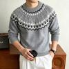 Мужской и женский свитшот с круглым вырезом, вязаный в стиле Fair Isle, для осени и зимы, свободный, в стиле Old Money, теплый, базовый верх