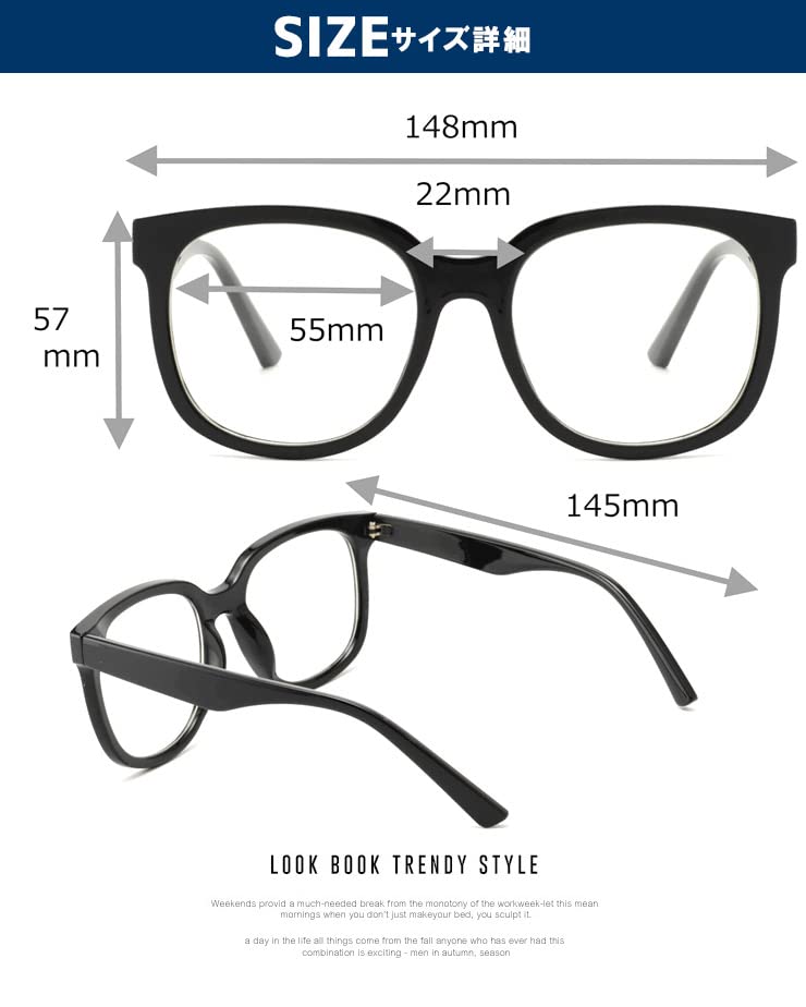 Солнцезащитные очки Веллингтон с большой оправой Защита от УФ-лучей Унисекс F Черный x Синий [Один цвет] Мужские (4)