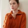 Women's Double-Strand Cashmere Half-Zip Hoodie: 2025 Autumn/Winter Collection.