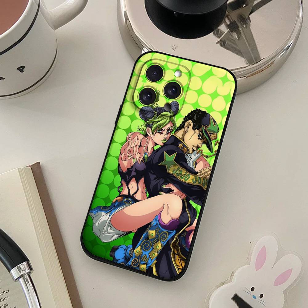 Чехол для телефона с аниме J-JoJo's Bizarre Adventure для iPhone 17 16 15 14 13 12 11 X XR XS Plus Pro Max Mini Мягкий Черный Чехол