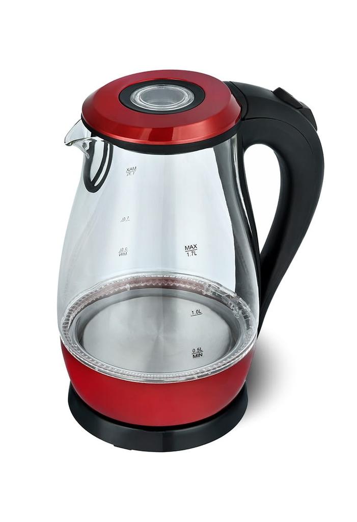 Kalorik czajnik bezprzewodowy czerwony szklany 1,7l 2000w jk 1042 r