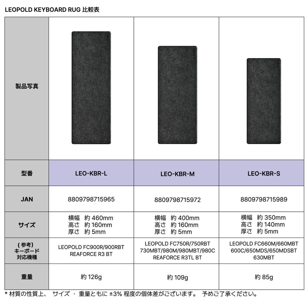 LEOPOLD KEYBOARD RUG Desk Mat Mechanical Keyboard Silent Mat S Size X LEO-KBR-S [350mmx140mm 5mm]