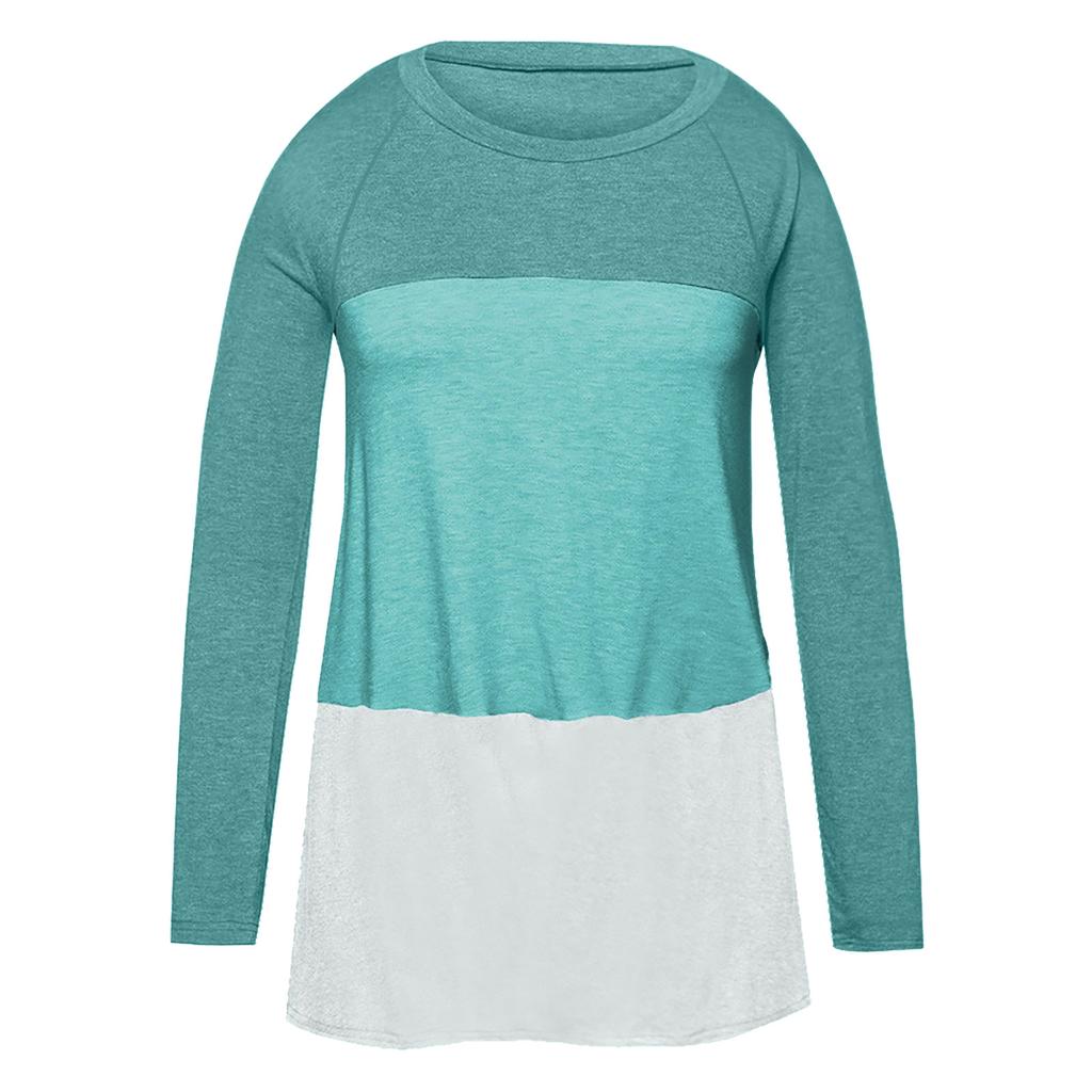 Женская повседневная модная туника с длинными рукавами и круглым вырезом, футболки, повседневная свободная блузка