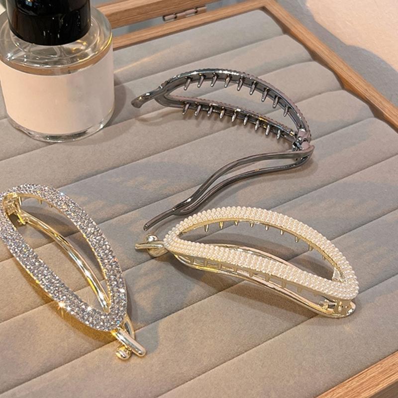 Стразы Заколки-бананы Нескользящий захват для женщин девушек Аксессуары для укладки высокого хвоста