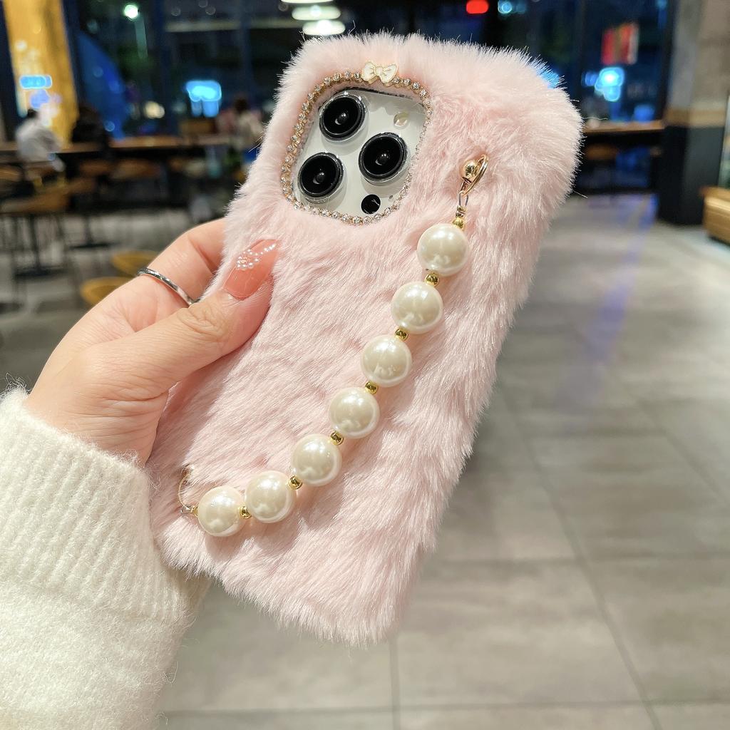 Милый плюшевый чехол с браслетом и сердечком для Samsung Z Flip 3 S23 S22 S21 Ultra A24 A34 A14 A54 A53 A33 A23 A13 S10 S9 S8/Redmi 10 9 9A 9C 9T Note 11 10