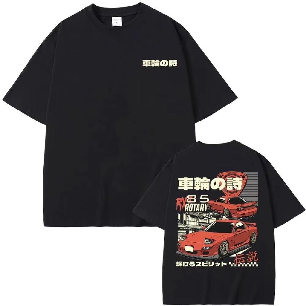 Футболка Anime Initial D Drift AE86 с двухсторонним принтом 2025 года RX-7 R34 Skyline GTR JDM мужские винтажные футболки Harajuku большого размера