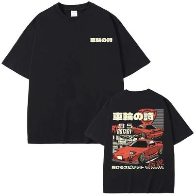 Футболка Anime Initial D Drift AE86 с двухсторонним принтом 2025 года RX-7 R34 Skyline GTR JDM мужские винтажные футболки Harajuku большого размера