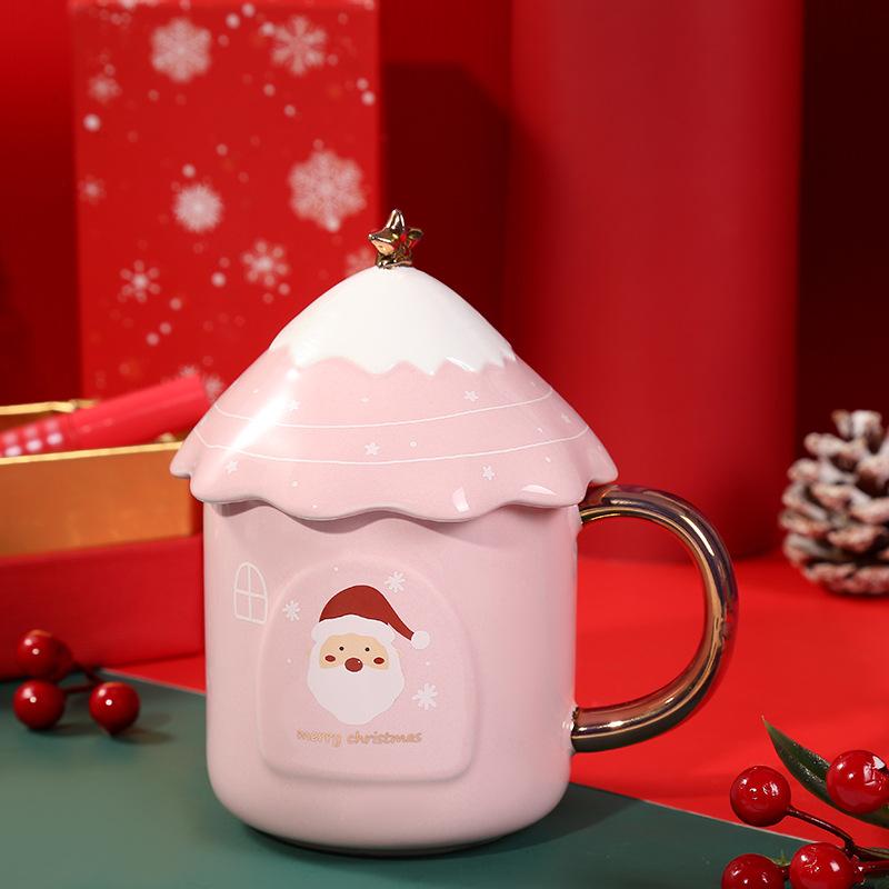 Рождественская елка кружка для кофе студенческая корейская милая керамическая рождественская большая емкость креативные стаканы для воды с крышками оптовая продажа посуда для питья