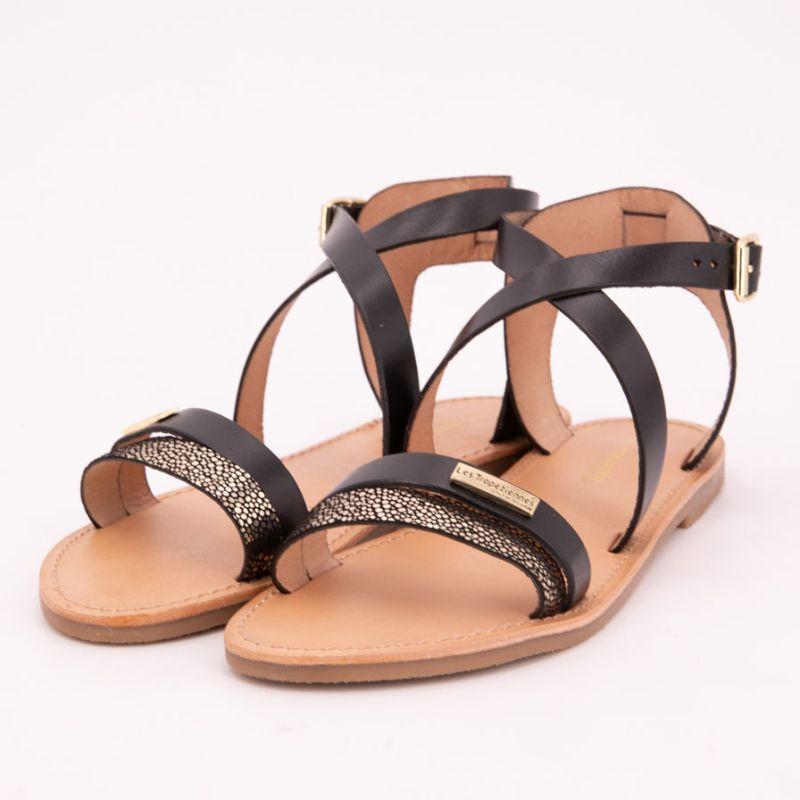 Черные сандалии Hipaz с золотой пряжкой Женские LES TROPEZIENNES PAR M.BELARBI