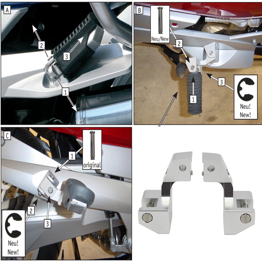 Новые для BMW R1250RT R1200RT 2005 - 2013 R1200RT LC 2014 - Подножки водителя Подножки мотоцикла Комплект для занижения R 1250 RT R 1200 RT