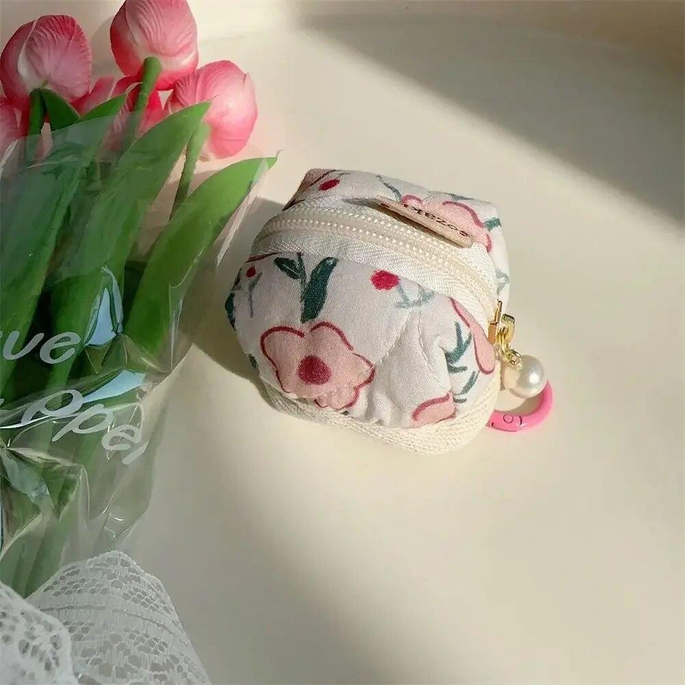 Мини-кошелек для монет, милый маленький цветок, сумка для хранения монет, маленький кошелек, держатель для ключей, подвеска, сумка для наушников