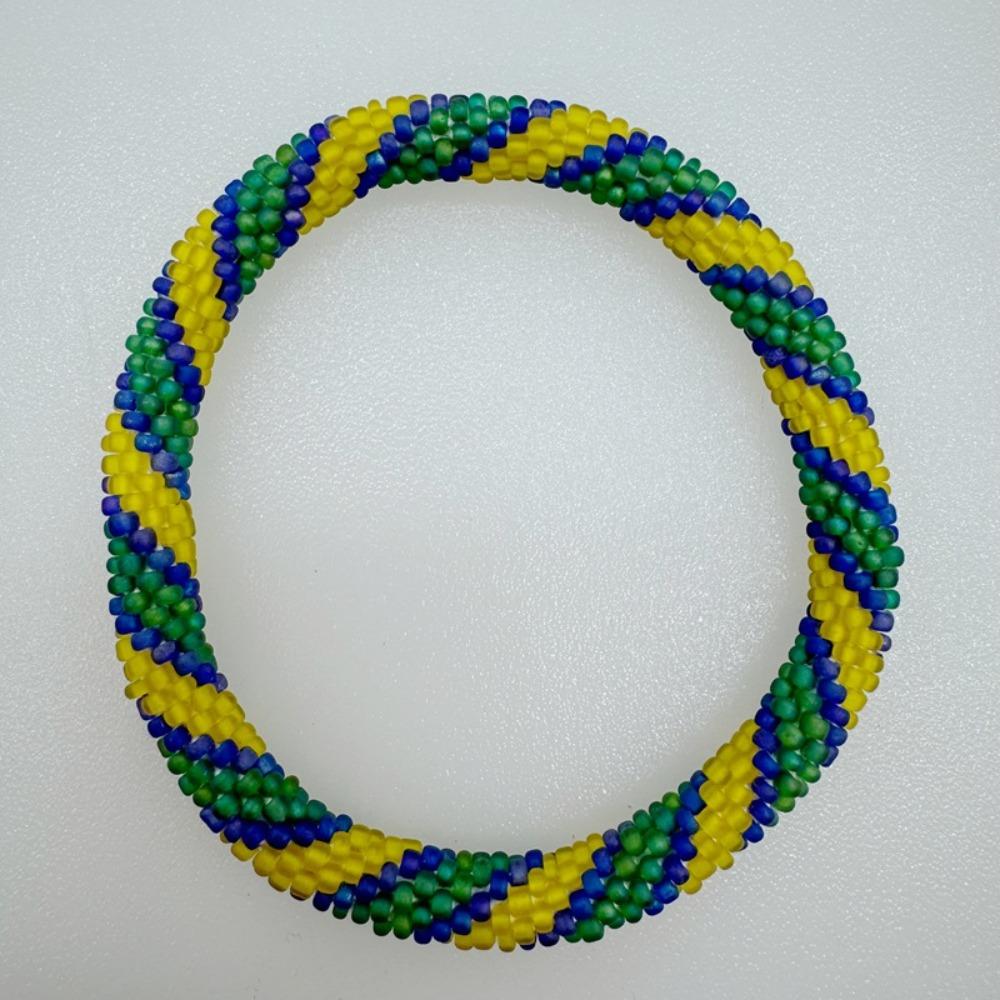 Rice Bead Woven Bracelet, Nepalese Ethnic Style Beaded Bracelet, Green Bracelet