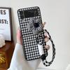 Модный Бренд Персонализированное Приложение Samsung Zflip3-4 Черно-Белый Тысяча Птиц Сетка Цветок Портативная Веревка Бант Защитный Чехол