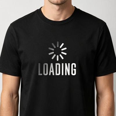 LOADING Spinning Loading Icon Graphic Tshirt Unisex Retro Computer Geek Tee Programmer Tech Lover Casual Street Style Cotton