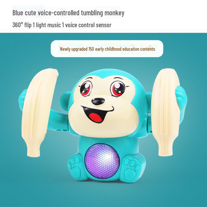Детская светящаяся игрушка-обезьянка с голосовым управлением: Поощряет ползание у младенцев и способствует развитию навыков держания головы вверх.
