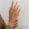 Vintage Scorpion Tassel Chain Ring Bracelet Sets For Women Men Rhinestones Ring Connected Finger Bracelets Jewelry