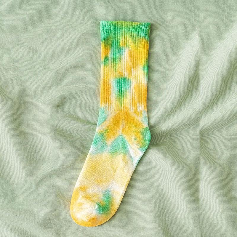 Мужские и женские носки Хлопковые носки-трубы с принтом тай-дай для скейтбординга и хип-хопа Белые носки Кружевные носки для женщин