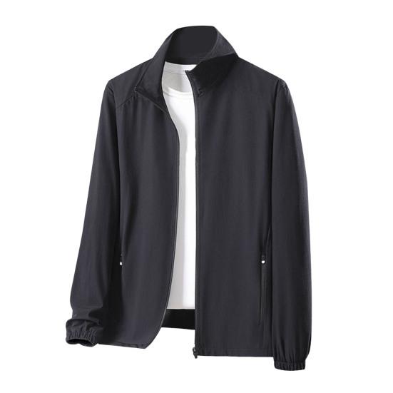 Мужская и женская солнцезащитная куртка с воротником-стойкой и длинным рукавом, однотонная застежка-молния, солнцезащитная одежда из ледяного шелка