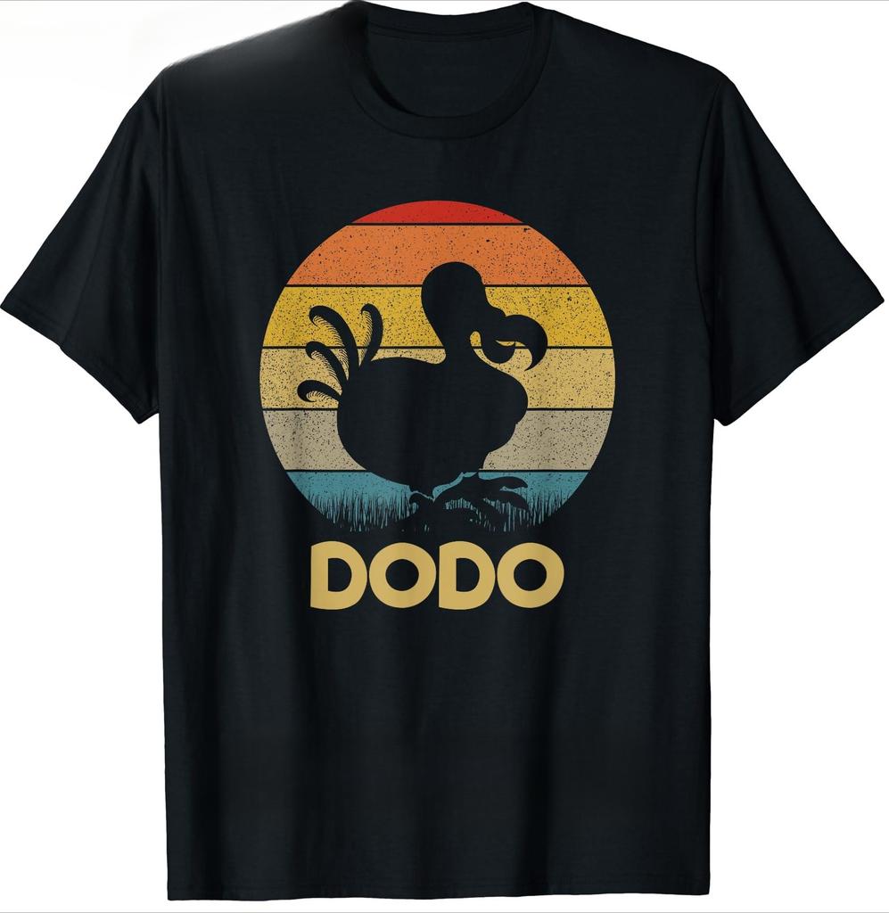 Dodo Retro Закат Силуэт Птицы Додо Птица Додо Короткий Рукав Новое Поступление Харадзюку Печатная Футболка МУЖСКАЯ ЖЕНСКАЯ УНИСЕКС Футболки Топ