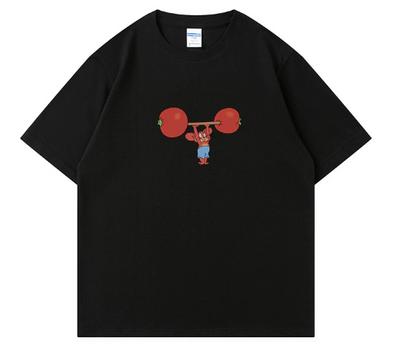 Weightlifting Mouse Fun Simple Mini Cartoon Print Short-Sleeved T-Shirt, New Style Top, Suitable for Both Men and Women