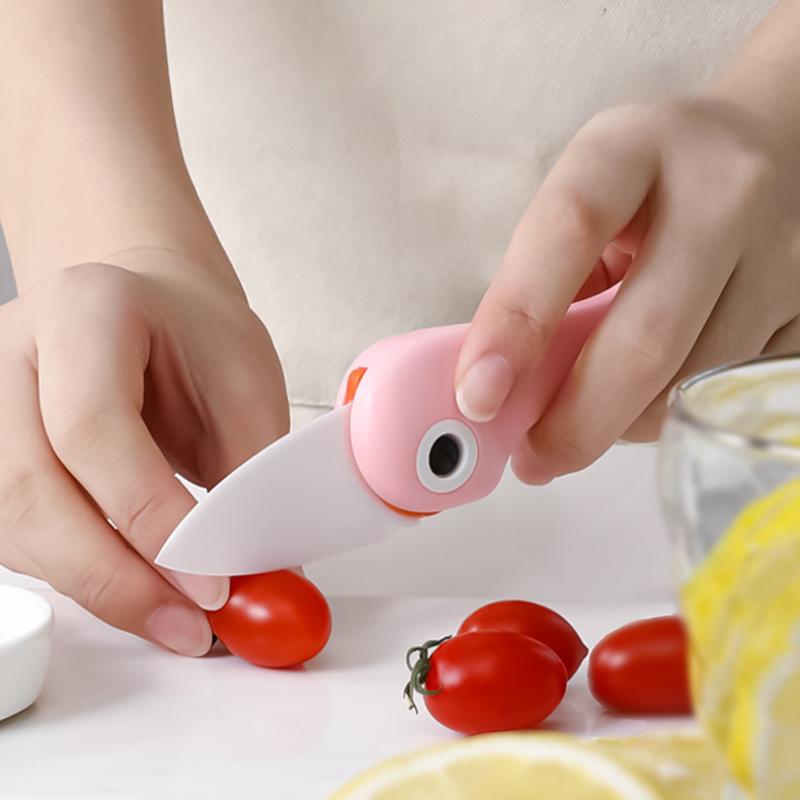 Penguin Creative Cartoon Ceramic Knife Folding Knife Fruit Knife Kitchen Knife Portable Small Knife Peeling Knife