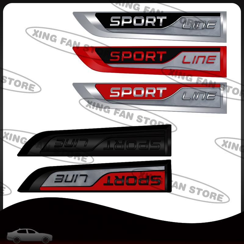 AAABU1 Auto Styling Sport Line Emblem 2Pcs Car Side Rear Trunk Badge Decal Body Sticker For Skoda Fabia Octavia Yeti Karoq VRS Scala