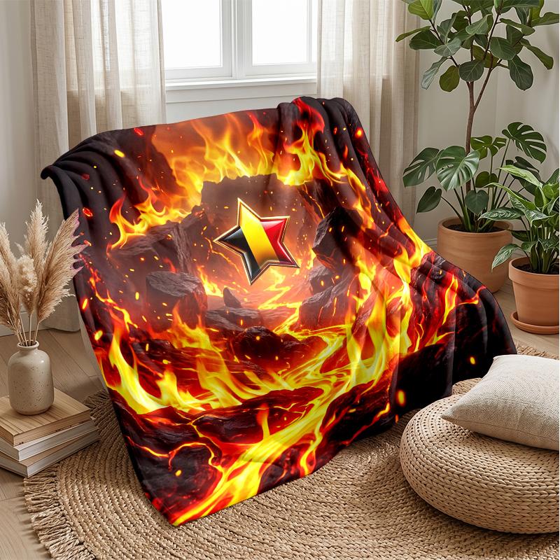 Belgium Football Printed Flannel Blanket Skin Friendly Warm Decorative Throw for Indoor Couch Bed Daily Use