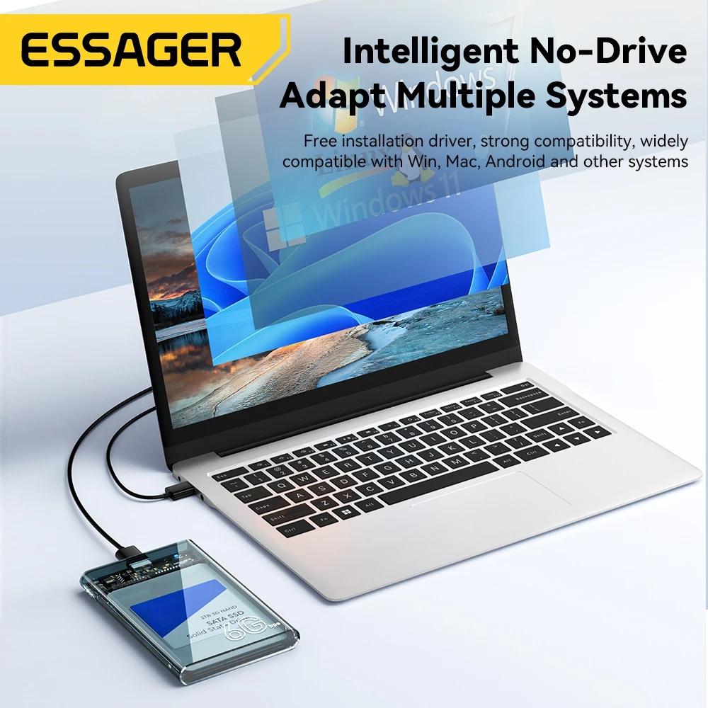 Essager 2,5-дюймовый корпус SATA USB 3,0 для жесткого диска, чехлы для мобильных жестких дисков для SSD 2,5-дюймовый корпус для хранения SATA, чехол для жесткого диска